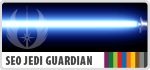 SEO Wars Jedi Guardian Blue Lightsaber Badge