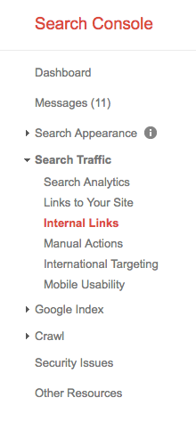 Google Search Console download internal links