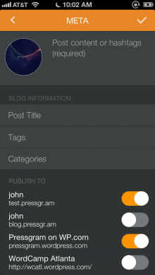pressgram 1 220x390 Pressgram: An Instagram like service that posts filtered photos to your WordPress site
