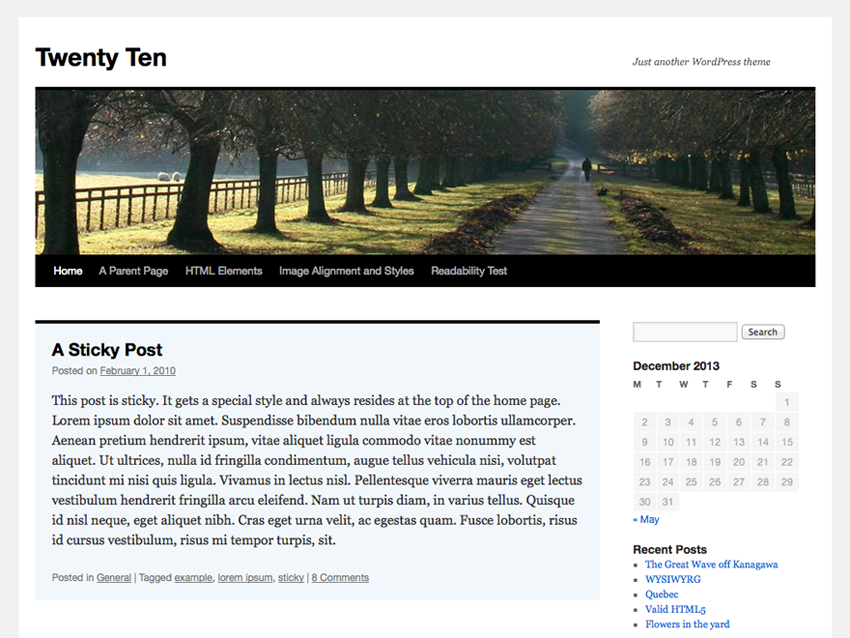 10 Most Popular WordPress Themes - Twenty Ten