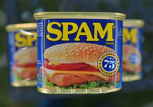 Cans of Spam meat made by the Hormel Foods Cor...