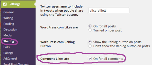 Why I Like the Like Facilities in WordPress image Comment Likes are on.jpg 600x258