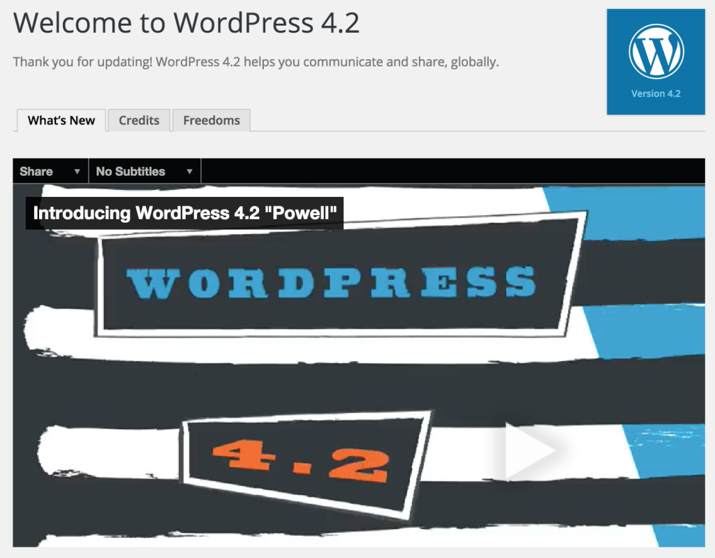 WordPress 4.2 Upgrade