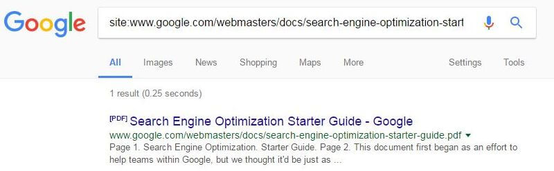 Google SEO Guide now indexed