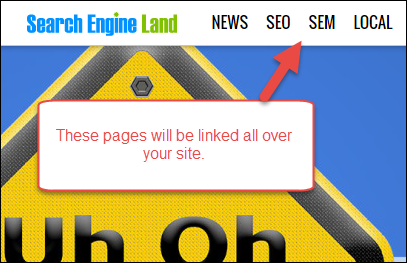 An example of pages highlighted in site-wide navigation